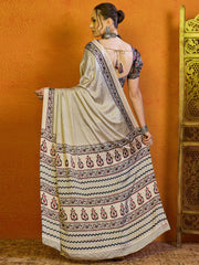 Women's Satin Printed Designer Saree With Blouse Piece