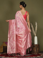 Elegant Peach Cotton Saree with Golden Zari Work – Graceful Comfort for Everyday & Festive Wear