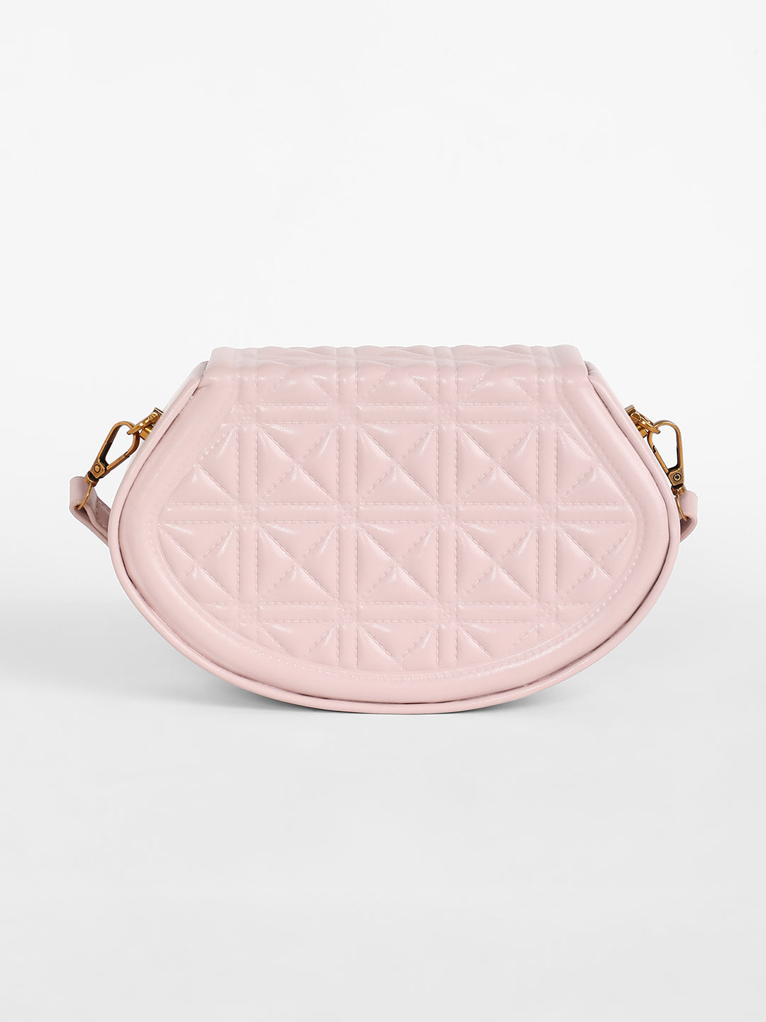 حقيبة كتف نسائية بتصميم The Quilted Curve - وردي فاتح