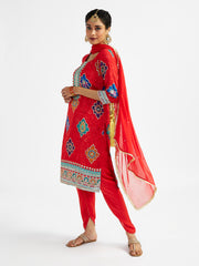 Women's Red Dhoti kurta set