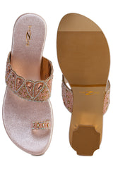 Casual Pink Open Back 1.5 inches Block Heels