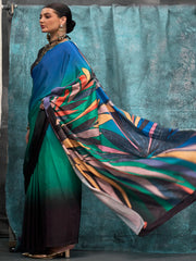 Women's Crepe Printed Designer Saree With Blouse Piece