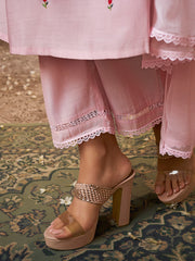 Ligth Pink Embroidered Kurta Set