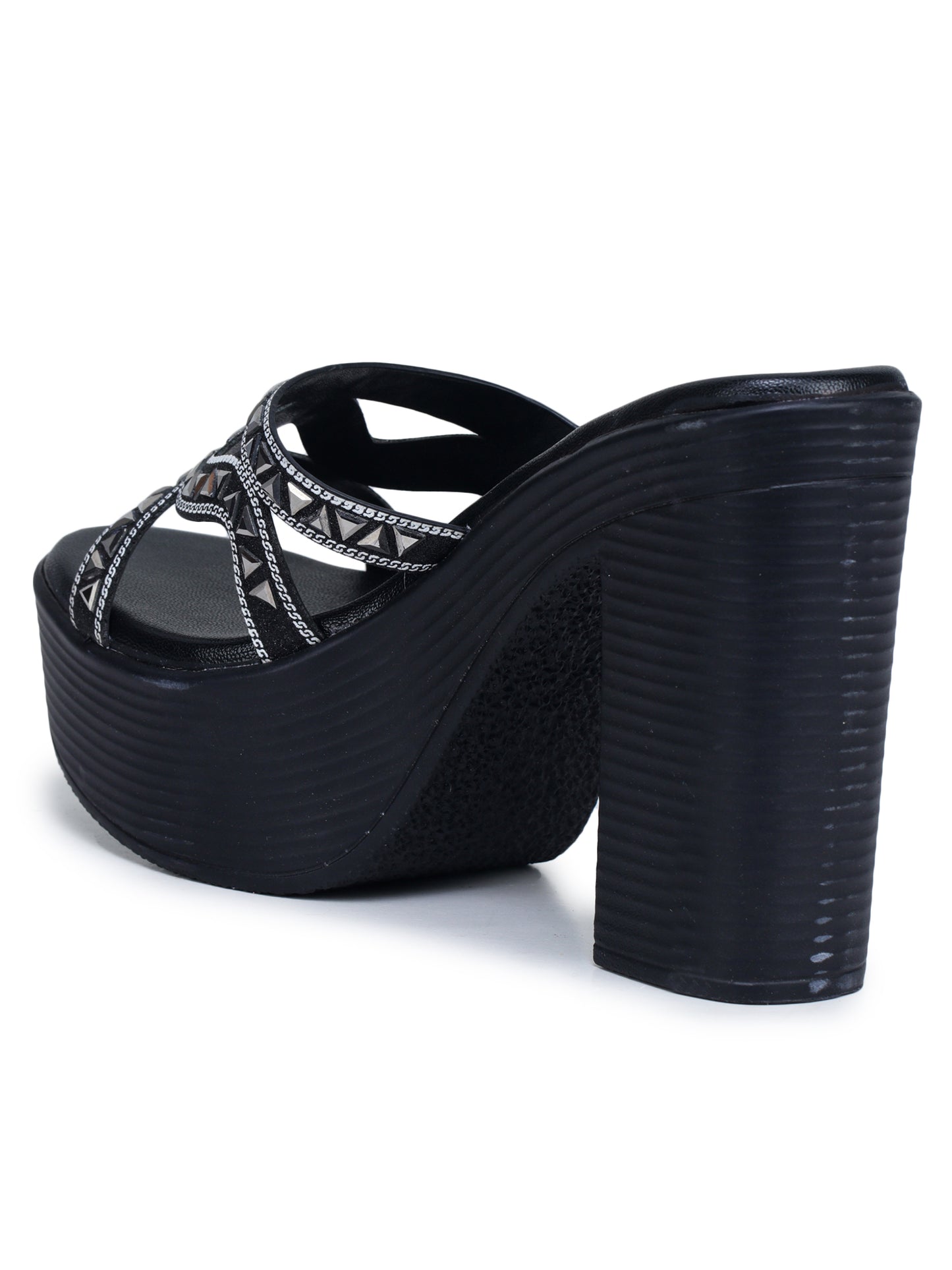 Fashion Open Back Sandal 4 inches Block Heels
