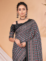 Women's Dola Silk DigitalPrint DesignerSaree With Blouse Piece