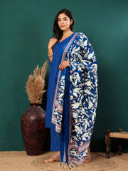 Women V Neck Straight Kurta with Pants & Dupatta