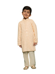 Boys' Peach Kurta And Pyjama Set