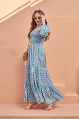 Seagreen Smocked Satin Maxi Dress