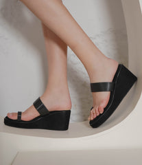 Casual Fashion Sandals 3 Inches Wedge Open Back Round Toe Heels