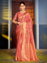 Graceful Yellow Banarasi Silk Saree with Golden Zari Woven Border & Floral Jaal – Wedding & Festive Wear