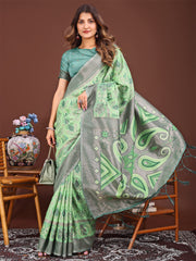 Grace in Every Thread: Pink Patola Linen Cotton Saree Woven with Cultural Elegance