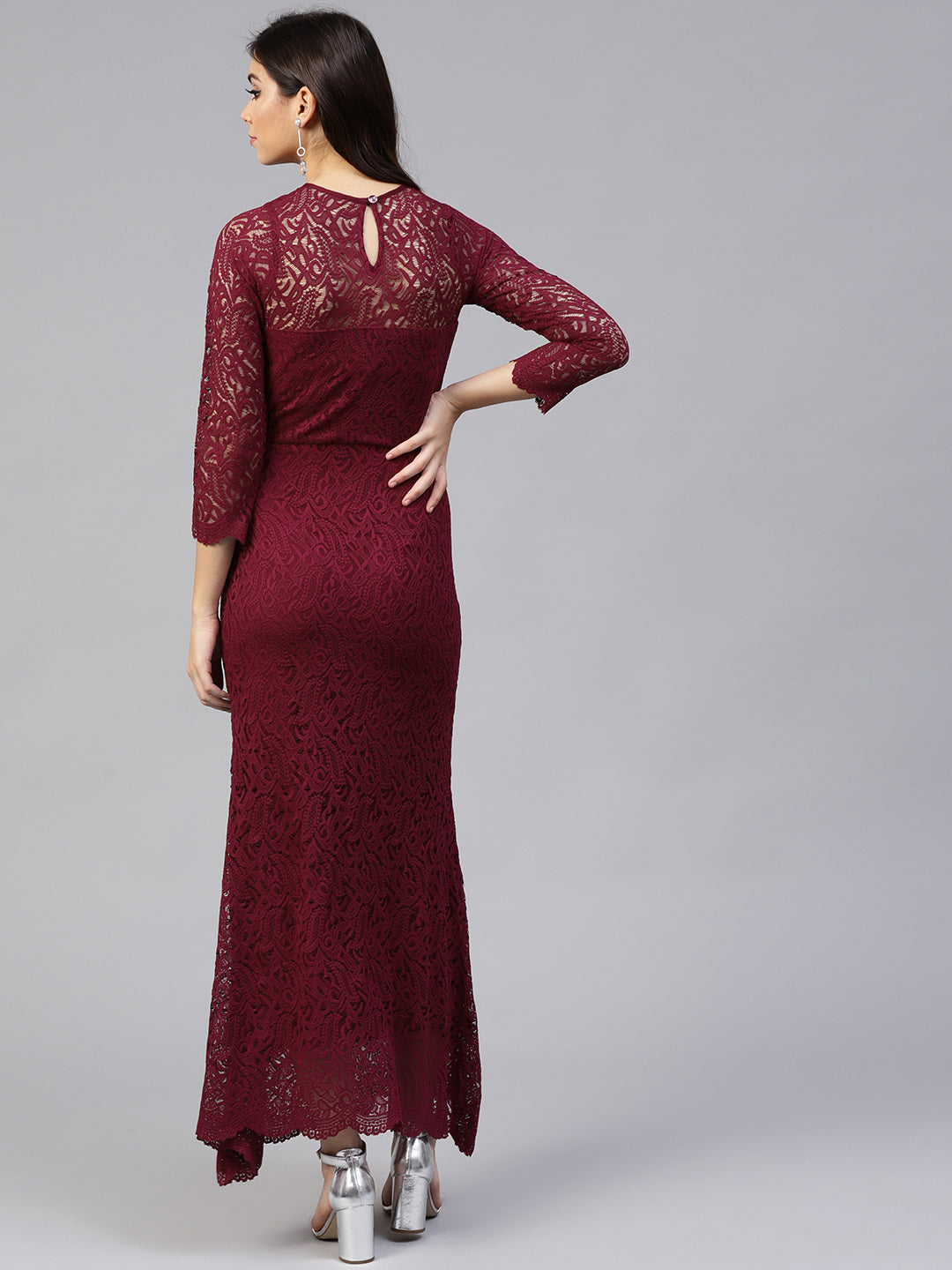 Burgundy Lace Maxi Dress