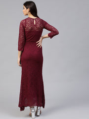 Burgundy Lace Maxi Dress