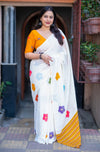 Soft linen saree with shaded style prints.