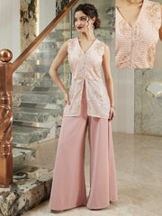 Women Embroidered Top & Palazzo Co-Ord Set