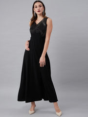 Women Black Embellished Maxi Dress