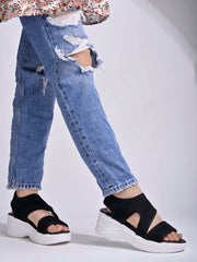 Shoetopia Smart Casual Black Sandals For Women & Girls