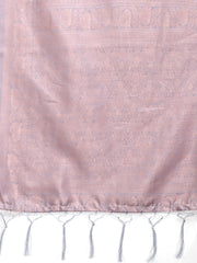 Elegant Peach Pink Linen Cotton Saree for Women – Soft Lightweight Saree with Subtle Self-Weave & Tassel Pallu