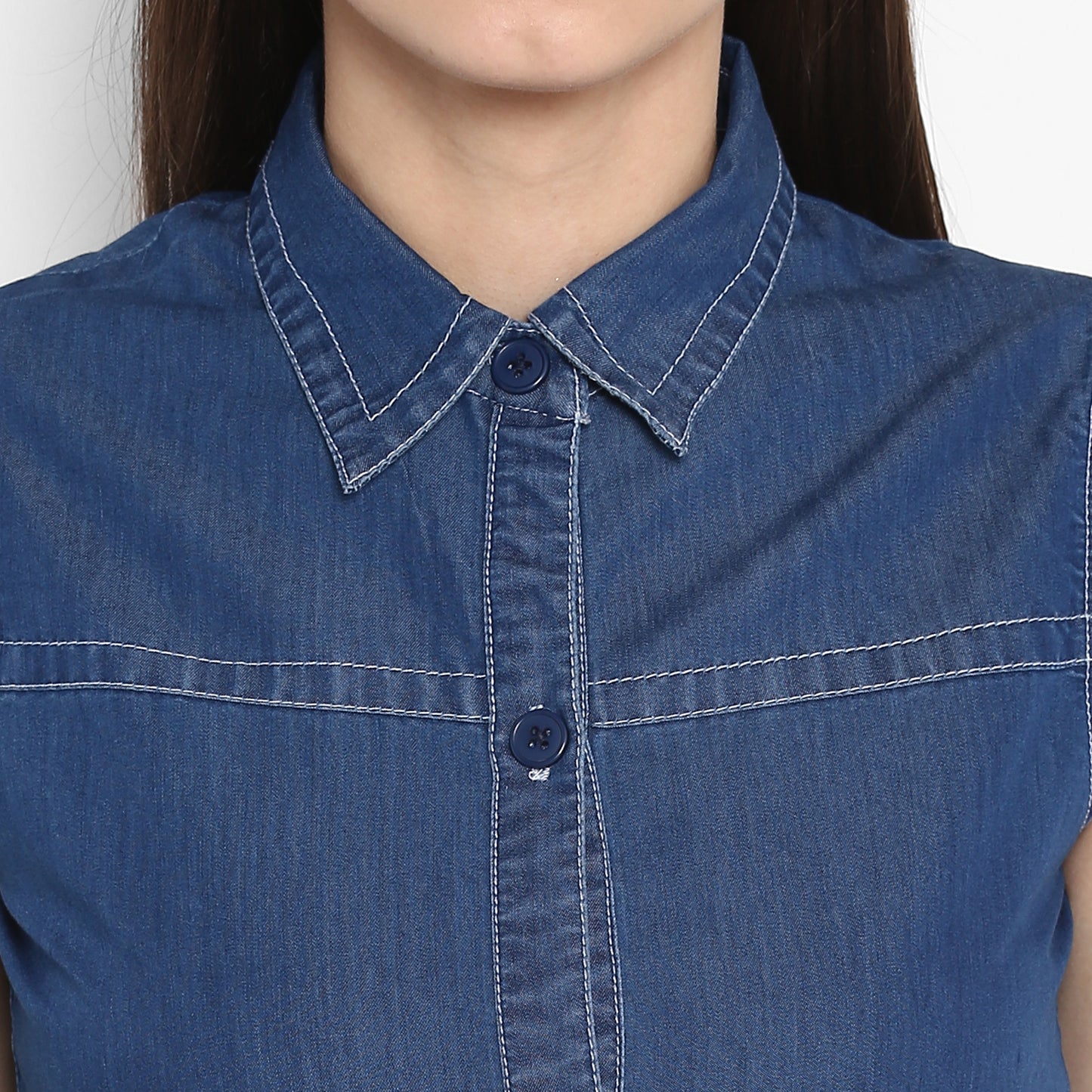 StyleStone Women's Denim Dress with front  Button details