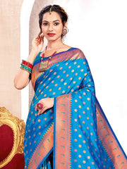 Pink Kanjivaram Silk Saree with Golden Zari and Colorful Peacock Woven Pallu Design