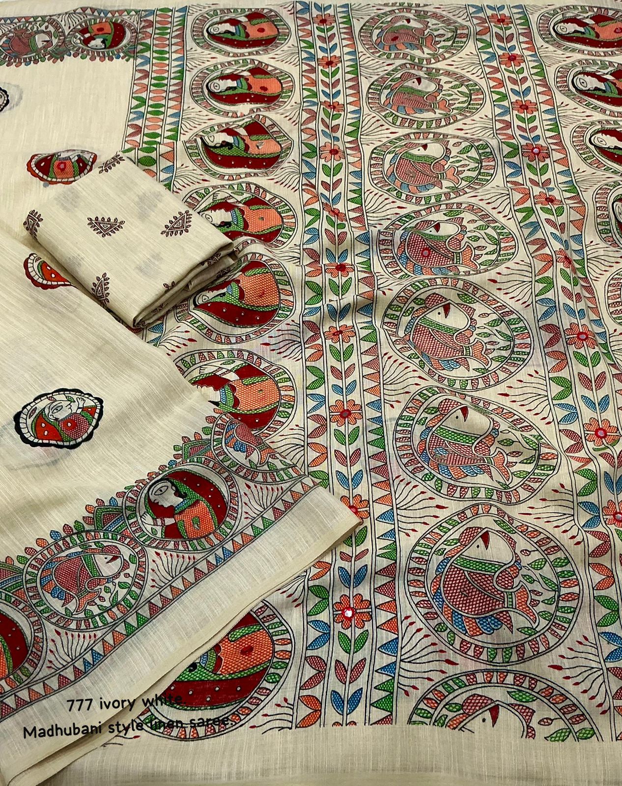Soft linen saree with shaded style prints.