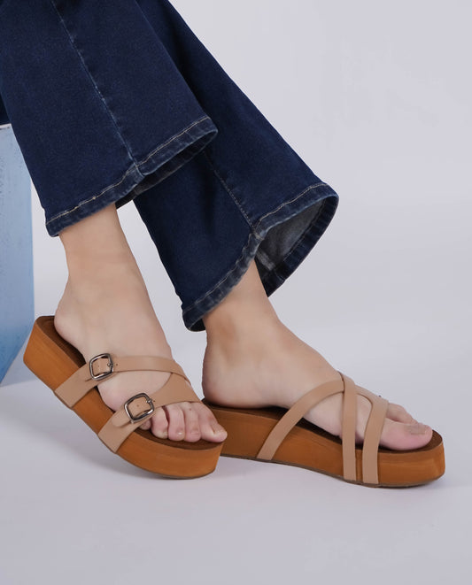 Casual Fashion Sandals 2 Inches Wedge Open Back Round Toe Heels