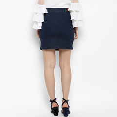 Women's Denim Skirt with Front Buttons