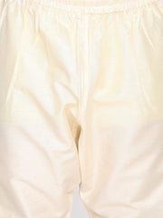 Boys' Gold And Beige Sherwani And Pyjama Set