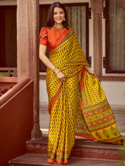 Women's Crepe Printed Designer Saree With Blouse Piece