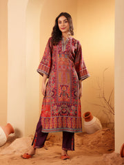 Women Pink Floral Printed  Gota Embellished  Flared Sleeve Kurta With Solid Trouser. And Dupatta