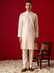 Vastramay - Men's Peach Silk Blend Kurta Pyjama Set