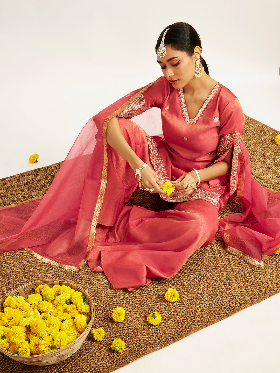 Women's Rose Pink Sharara Set