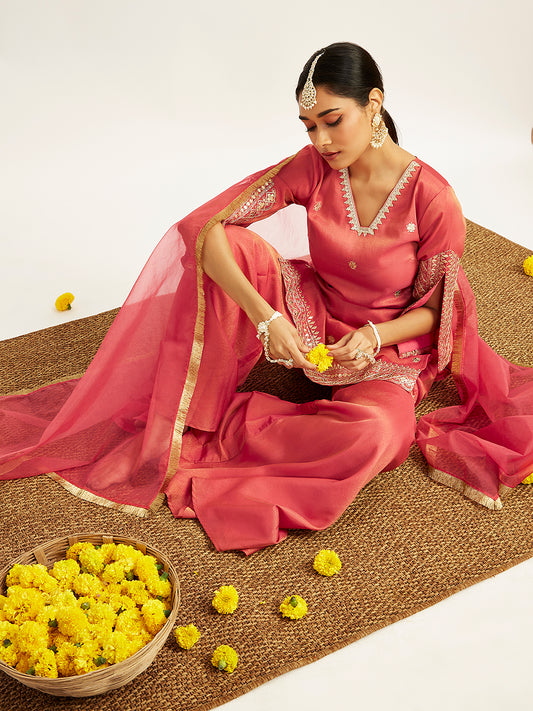 Women's Rose Pink Sharara Set