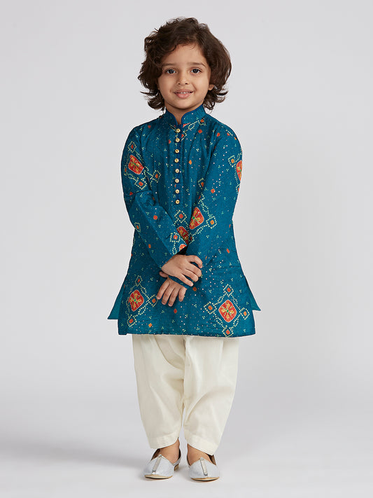Boys' Blue Kurta And Patiala Set