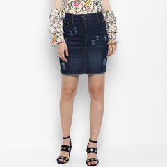 Women's Distressed Denim Skirt