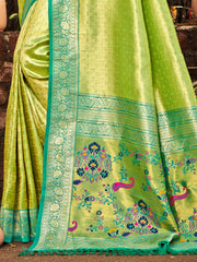 Kanjivaram Silk Saree for Women Yellow Wedding Wear with Red Blouse Rich Zari Woven Design Saree