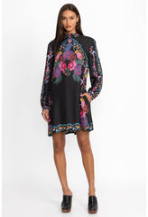 Black printed dress with pockets