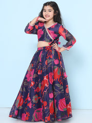 Girls Purple & Red Ready to wear Choli & Lehenga
