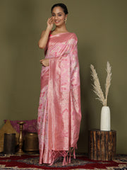 Elegant Peach Cotton Saree with Golden Zari Work – Graceful Comfort for Everyday & Festive Wear