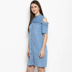 Women's Denim Cold Shoulder Dress