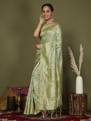 Elegant Peach Cotton Saree with Golden Zari Work – Graceful Comfort for Everyday & Festive Wear