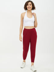 Women's Maroon Jogger Style Trousers