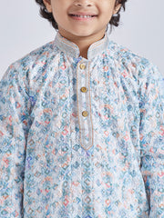 Boys' Aqua Kurta And Pyjama Set