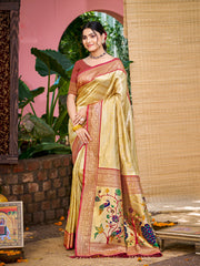 Elegant Kanjivaram Silk Saree with Rich Zari Work and Peacock Pallu | Traditional Bridal and Festive Wear