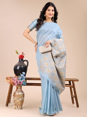 Elegant Cream Cotton Saree – Timeless Charm with Floral Detailing