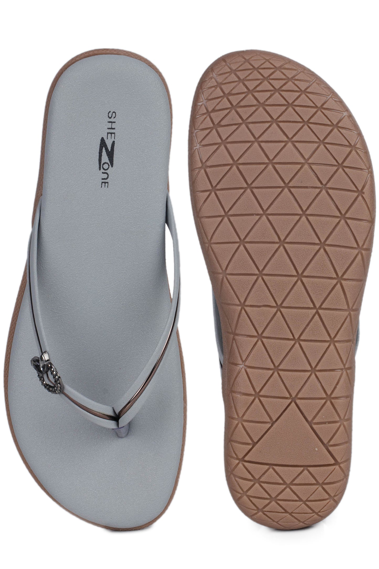 Casual Grey One Toe Flats Round Toe Slip-On Flats