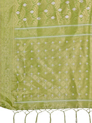 Elegant Light Green Linen Saree with Silver Zari Butta & Pallu – Daily Wear | Festive Look | Soft Feel