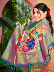 Elegant Kanjivaram Silk Saree with Rich Zari Work and Peacock Pallu | Traditional Bridal and Festive Wear