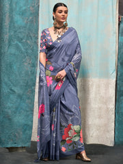Women's Crepe Printed Designer Saree With Blouse Piece