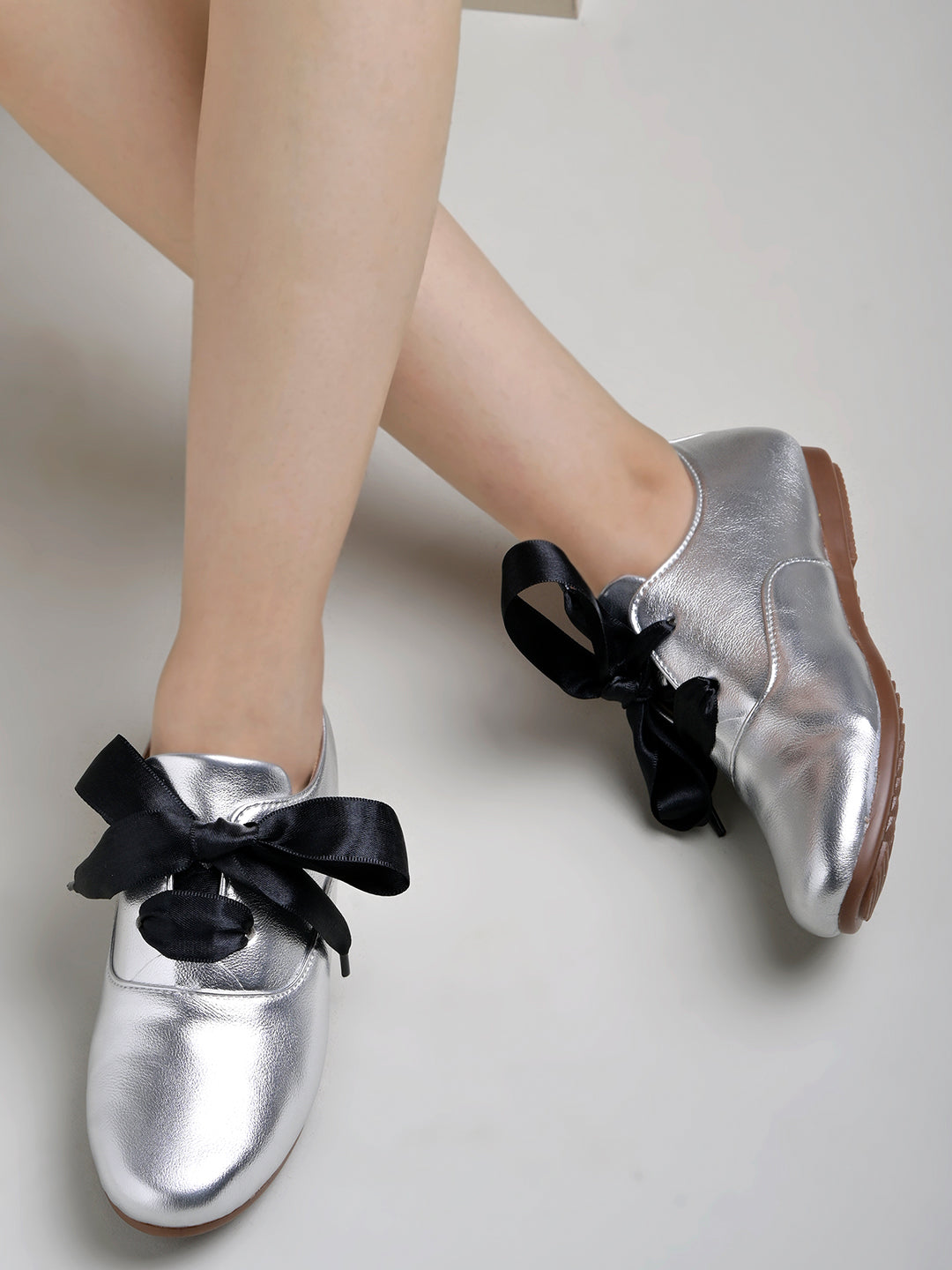 Shoetopia Smart Casual Silver Sneakers For Women & Girls